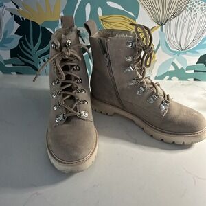 Dolce Vita Womens Polik Hiker Puck Booties DK Taupe Suede Womens Size 7